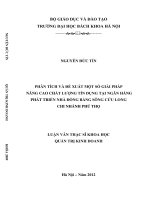 Phân tích và đề xuất một số giải pháp nâng cao chất lượng tín dụng tại ngân hàng phát triển nhà đồng bằng sông cửu long chi nhánh phú thọ  