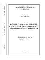 Phân tích và đề xuất một số giải pháp hoàn thiện công tác quản lý thu, chi quỹ bảo hiểm y tế bắt buộc tại bảo hiểm xã hội đồng nai  