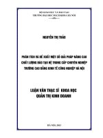 Phân tích và đề xuất một số giải pháp nâng cao chất lượng đào tạo hệ trung cấp chuyên nghiệp trường cao đẳng kinh tế công nghiệp hà nội 