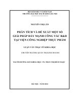 Phân tích và đề xuất một số giải pháp đẩy mạnh công tác rd tại viện công nghiệp thực phẩm 