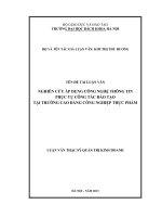 Nghiên cứu áp dụng công nghệ thông tin phục vụ công tác đào tạo tại trường cao đẳng công nghiệp thực phẩm 