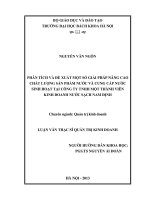 Phân tích và đề xuất một số giải pháp nâng cao chất lượng sản phẩm nước và cung cấp nước sinh hoạt tại công ty TNHH một thành viên kinh doanh nước sạch nam định  