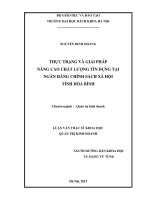 Thực trạng và giải pháp nâng cao chất lượng tín dụng tại ngân hàng chính sách xã hội tỉnh hòa bình 