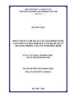 Phân tích và đề xuất các giải pháp nâng cao chất lượng đội ngũ cán bộ quản lý sở giao thông vận tải tỉnh hòa bình 