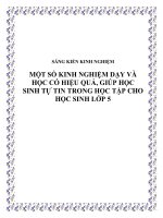 Một số kinh nghiệm dạy và học có hiệu quả, giúp học sinh tự tin trong học tập cho học sinh lớp 5 