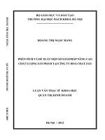 Phân tích và đề xuất một số giải pháp nâng cao chất lượng sản phẩm tại công ty hóa chất z121  