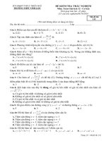 Đề thi trắc nghiệm môn Toán lớp 12 trường THPT Vinh Lộc, Thừa Thiên Huế năm học 2016 - 2017