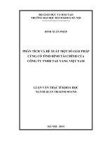 Phân tích và đề xuất một số giải pháp củng cố tình hình tài chính của công ty TNHH tae yang việt nam 