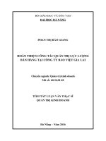 Hoàn thiện công tác quản trị lực lượng bán hàng tại công ty bảo việt gia lai