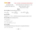 Đề thi giữa học kì 1 môn Toán (đại số) lớp 10 trường THPT Ngọc Tảo, Hà Nội năm học 2015 - 2016