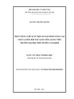 Phân tích và đề xuất một số giải pháp nâng cao chất lượng đội ngũ giáo viên, giảng viên trường đại học điều dưỡng nam định 