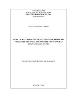 Quản lý hoạt động ứng dụng công nghệ thông tin trong dạy học ở các trường tiểu học công lập quận cầu giấy, hà nội