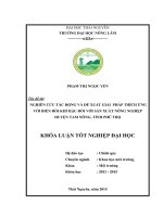 Nghiên cứu tác động và đề xuất giải pháp thích ứng với biến đổi khí hậu đối với sản xuất nông nghiệp huyện Tam Nông  tỉnh Phú Thọ