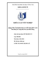 Một số giải pháp nâng cao chất lượng dịch vụ tại nhà hàng sò vàng   khu du lịch biển đông 