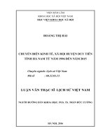 Chuyển biến kinh tế, xã hội huyện duy tiên tỉnh hà nam từ năm 1996 đến năm 2015 