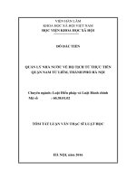 Quản lý nhà nước về hộ tịch từ thực tiễn quận nam từ liêm, thành phố hà nội 