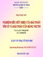 NGHIỆM SIÊU HỮU HIỆU CỦA BÀI TOÁN TỐI ƯU VÀ BÀI TOÁN CÂN BẰNG VECTƠ