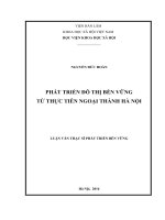 Phát triển đô thị bền vững từ thực tiễn ngoại thành hà nội 