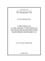 Ý thức pháp luật và giáo dục ý thức pháp luật cho thanh niên huyện bình chánh thành phố hồ chí minh hiện nay 