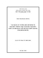 Vận dụng tư tưởng Hồ Chí Minh về đạo đức trong việc giáo dục đạo đức cho cán bộ Đảng viện huyện Chơn Thành, tỉnh Bình Phước