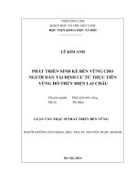Phát triển sinh kế bền vững cho người dân tái định cư từ thực tiễn vùng hồ thủy điện lai châu