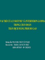 VAI TRÒ CỦA LYSOZYME VÀ INTERFERON GAMMA TRONG  CHUẨN ĐOÁN TRÀN DỊCH MÀNG PHỔI DO LAO