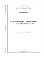 Thái độ của cha mẹ đối với việc giáo dục kỹ năng sống cho trẻ 4, 5 tuổi 