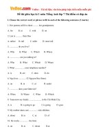 Đề thi giữa học kì 1 môn Tiếng Anh lớp 7 Thí điểm có đáp án