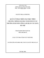 Quản lý hoạt động dạy học theo chương trình giáo dục mầm non ở các trường mầm non công lập quận cầu giấy, hà nội 