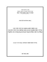 Các yếu tố tác động đến tiếp cận nguồn vốn tài chính cho giảm nghèo bền vững (nghiên cứu trường hợp tại huyện nguyên bình, tỉnh cao bằng) 