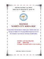 GIẢI PHÁP NHẰM HOÀN THIỆN QUY TRÌNH THỦ tục hải QUAN điện tử về LOẠI HÌNH NHẬP sản XUẤT XUẤT KHẨU tại CHI cục hải QUAN BI n hòa 