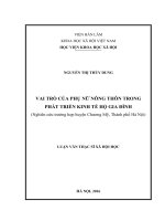 Vai trò của phụ nữ nông thôn trong phát triển kinh tế hộ gia đình (nghiên cứu trường hợp tại huyện chương mỹ, thành phố hà nội)