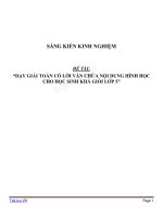 DẠY GIẢI TOÁN CÓ LỜI VĂN CHỨA NỘI DUNG HÌNH HỌC CHO HỌC SINH KHÁ GIỎI LỚP 5