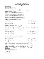 ĐỀ VÀ ĐÁP ÁN KIỂM TRA 1 TIẾT CHƯƠNG 1 ĐẠI SỐ 11