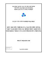 MỨC ĐỘ YÊU THÍCH CỦA NGƯỜI TIÊU DÙNG VIỆT NAM ĐỐI VỚI CÁC HÌNH THỨC KHUYẾN MÃI KHÁC NHAU CỦA SẢN PHẨM SỮA TRẺ EM