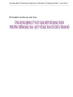 ung dung dinh ly vi et giai mot so dang toan phuong trinh bac 2 quy ve bac 2 co tham so