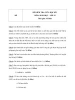 Đề kiểm tra giữa học kì 1 môn sinh học lớp 12   đề 8 