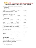 Bài tập Tiếng Anh lớp 7 Unit 1: Back to school có đáp án