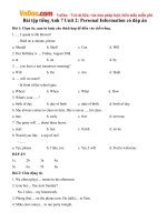 Bài tập tiếng Anh 7 Unit 2: Personal Information có đáp án