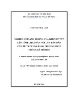 NGHIÊN CỨU ẢNH HƯỞNG CỦA KHUYẾT TẬT LÊN TÍNH CHẤT ĐÀN HỒI CỦA BÁN DẪN CÓ CẤU TRÚC ZnS BẰNG PHƢƠNG PHÁP THỐNG KÊ MÔMEN
