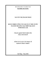 Hoàn thiện công tác quản lý nhà nước ngành thương mại trên địa bàn tỉnh đắk lắk 