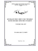 KẾ HOẠCH THỰC HIỆN CUỘC THI KHKT DÀNH CHO học SINH THCS tổ KHTN 