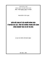 Biến đổi sinh kế của người nông dân ở huyện gia lộc, tỉnh hải dương trong bối cảnh công nghiệp hóa và đô thị hóa