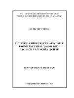Tư tưởng chính trị của aristotle trong tác phẩm chính trị   đặc điểm và ý nghĩa lịch sử 