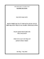 Hoàn thiện quản lý chi ngân sách cấp xã trên địa bàn thị xã gia nghĩa, tỉnh đắk nông 