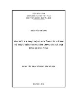 Tổ chức và hoạt động về công tác xã hội từ thực tiễn trung tâm công tác xã hội tỉnh quảng ninh 