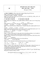 Đề kiểm tra giữa học kì 1 môn hóa học lớp 8   đề 1 