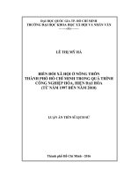 Biến đổi xã hội ở nông thôn thành phố hồ chí minh trong quá trình công nghiệp hóa, hiện địa hóa,  từ năm 1997 đến năm 2010 