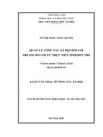 Quản lý công tác xã hội đối với trẻ em mồ côi từ thực tiễn tỉnh bến tre 