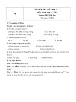 Đề kiểm tra giữa học kì 1 môn sinh học lớp 8 đề số 1 